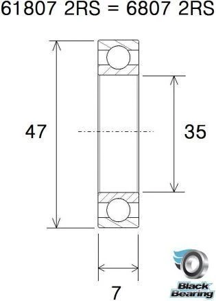 Black-bearing Black Bearing 61807-2RS 35 X 47 X 7 Mm 2 Black-bearing Black Bearing 61807-2RS 35 X 47 X 7 Mm - Image 2