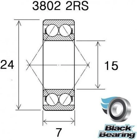 Black-bearing Black Bearing 3802 2RS Max 15 X 24 X 7 Mm 2 Black-bearing Black Bearing 3802 2RS Max 15 X 24 X 7 Mm - Image 2