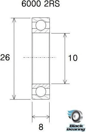 Black-bearing Black Bearing 6000-2RS 10 X 26 X 8 Mm 2 Black-bearing Black Bearing 6000-2RS 10 X 26 X 8 Mm - Image 2