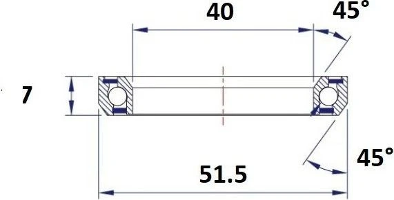 Black-bearing Black Bearing D12 40 X 51.5 X 7 Mm 45/45 ° Steering Bearing 2 Black-bearing Black Bearing D12 40 X 51.5 X 7 Mm 45/45 ° Steering Bearing - Image 2