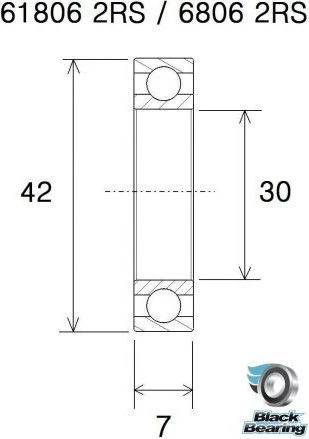 Black-bearing Black Bearing 61806-2RS 30 X 42 X 7 Mm 2 Black-bearing Black Bearing 61806-2RS 30 X 42 X 7 Mm - Image 2