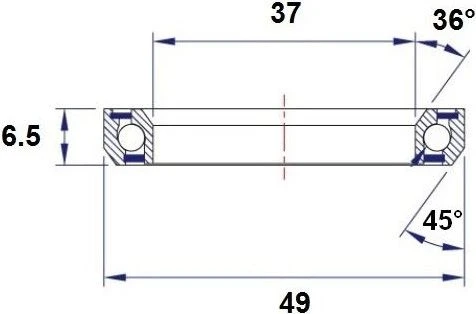 Black-bearing Black Bearing C10 Steering Bearing 37 X 49 X 6.5 Mm 36/45 ° 2 Black-bearing Black Bearing C10 Steering Bearing 37 X 49 X 6.5 Mm 36/45 ° - Image 2