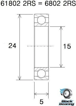 Black-bearing Black Bearing 61802-2RS Max 15 X 24 X 5 Mm 2 Black-bearing Black Bearing 61802-2RS Max 15 X 24 X 5 Mm - Image 2