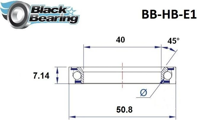 Black-bearing Black Bearing E1 40 X 50.8 X 7.14 45/90 ° Steering Bearing 2 Black-bearing Black Bearing E1 40 X 50.8 X 7.14 45/90 ° Steering Bearing - Image 2