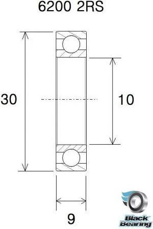 Black-bearing Black Bearing 6200-2RS 10 X 30 X 9 Mm 2 Black-bearing Black Bearing 6200-2RS 10 X 30 X 9 Mm - Image 2