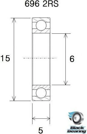 Black-bearing Black Bearing 696-2RS 6 X 15 X 5 Mm 2 Black-bearing Black Bearing 696-2RS 6 X 15 X 5 Mm - Image 2