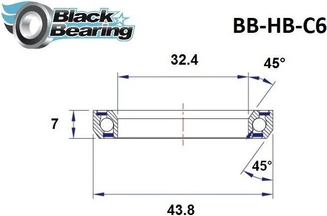 Black-bearing Black Bearing C6 Steering Bearing 32.4 X 43.8 X 7 Mm 45/45 ° 2 Black-bearing Black Bearing C6 Steering Bearing 32.4 X 43.8 X 7 Mm 45/45 ° - Image 2